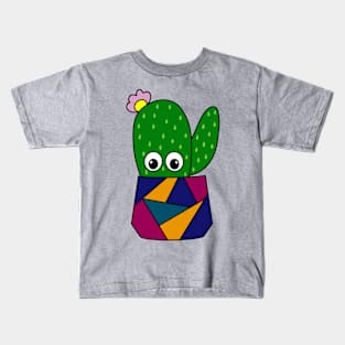 Cute Cactus Design #335: Cute Cactus In Geometric Pot Kids T-Shirt